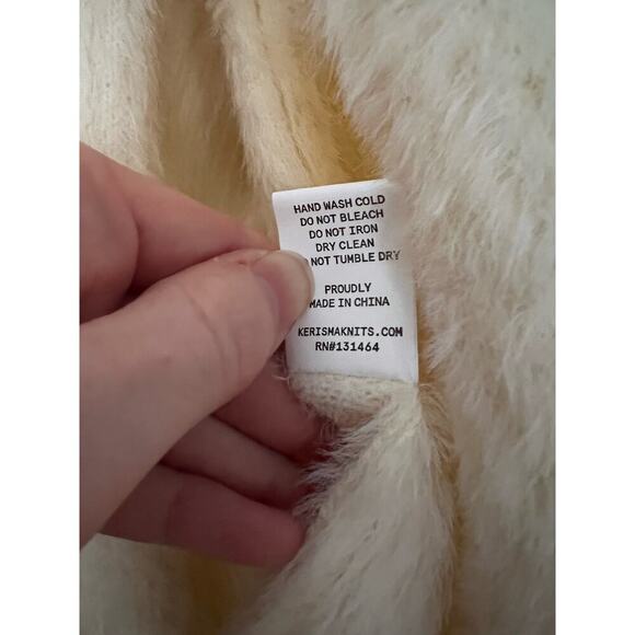 Kerisma Cream Fuzzy Long Sleeve Wrap Sweater Top Size M - Picture 6 of 6
